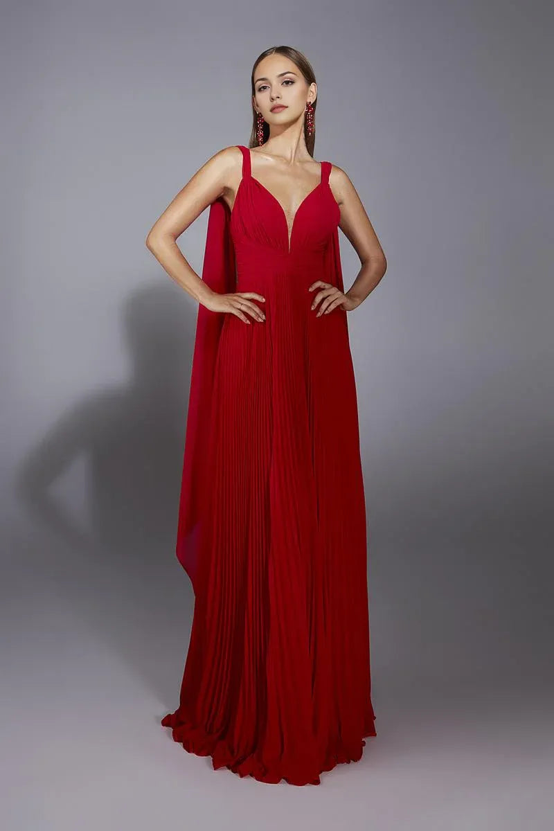 Robe Weitese élégante à bretelles larges, robe de soirée trapèze, robe de bal sans manches, plissée, dos en V